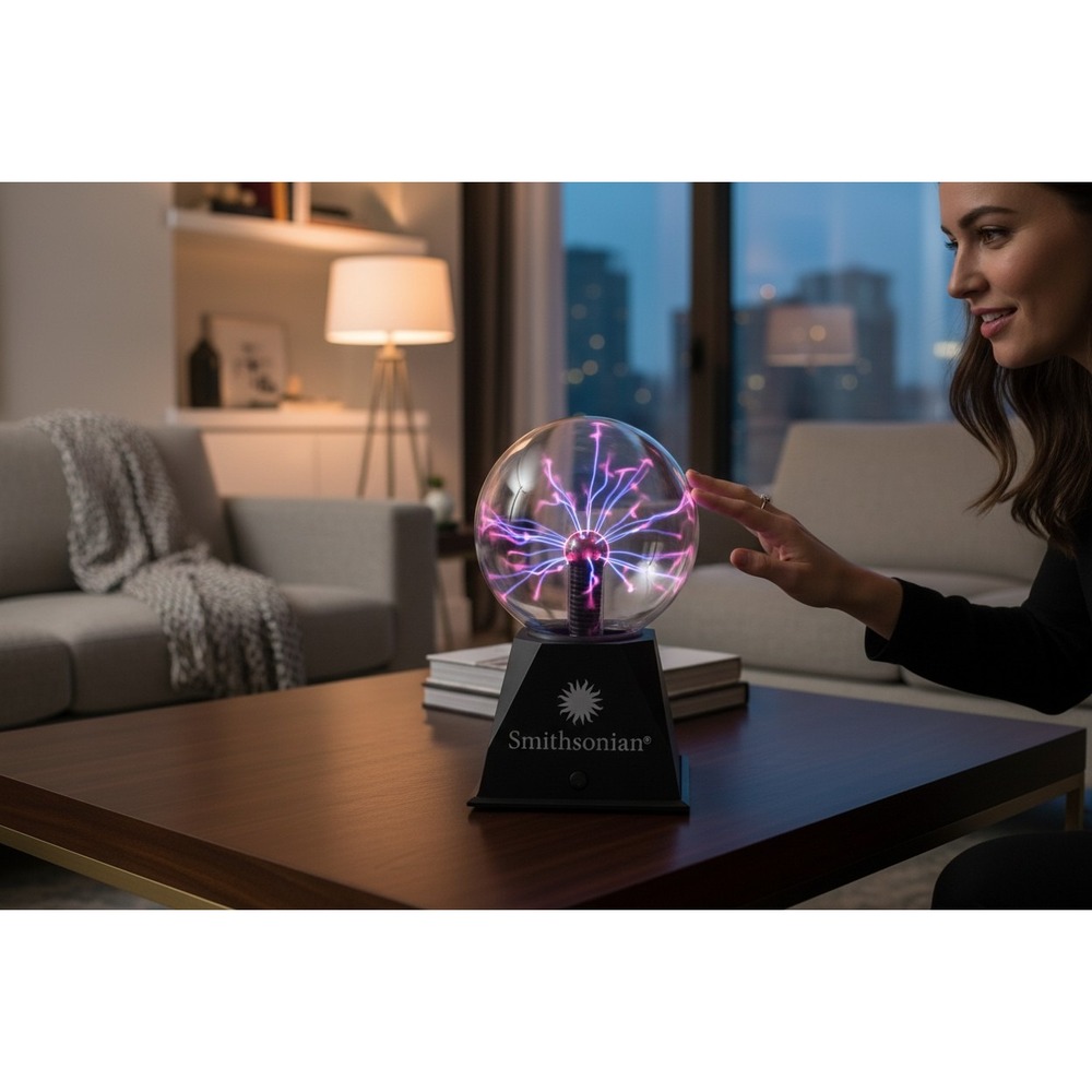 Smithsonian Plasma Ball Kids Black Very Good Touch Sound Sensitive Light